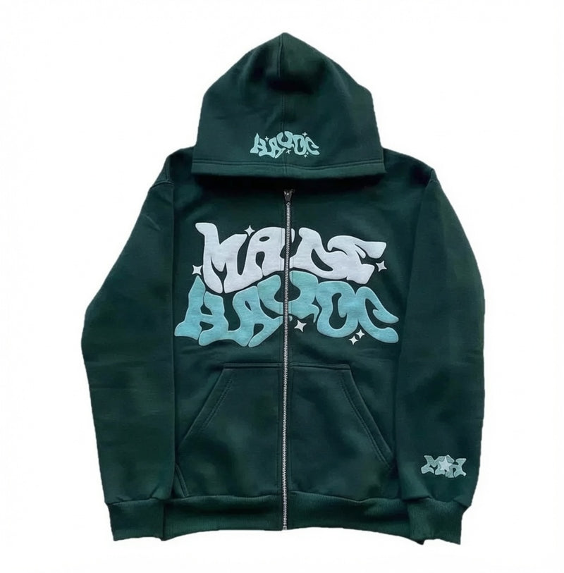 NOXEN "Made Havoc" Oversized Hoodie — Forest Green