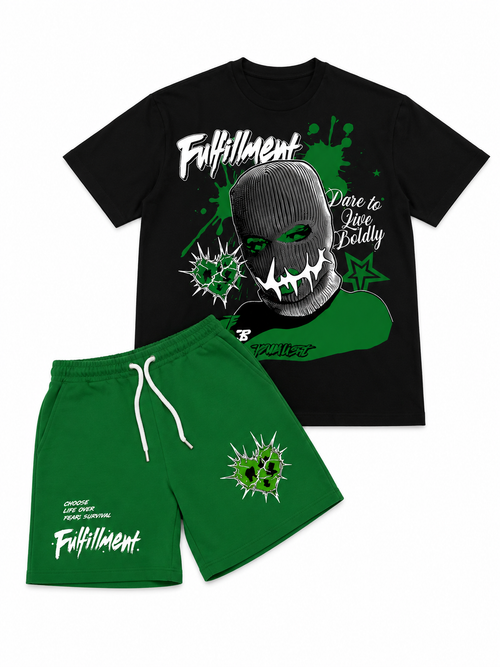 Fulfillment — Komplet T-shirt + Spodenki (Czarny/Zielony)
