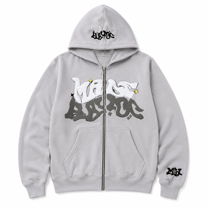 NOXEN "Made Havoc" Oversized Hoodie — Grey