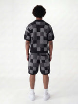 NOXEN Checkerboard Knit Set — Koszula + Szorty