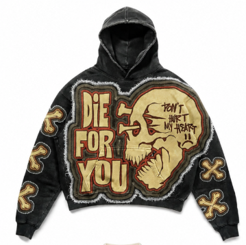 Retro Skull Print Hoodie Streetwear