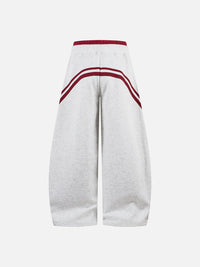 NOXEN "Heart Stripe" Wide-Leg Sweatpants — Szary/Czerwony