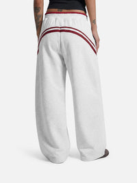 NOXEN "Heart Stripe" Wide-Leg Sweatpants — Szary/Czerwony