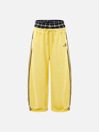 NOXEN "Retro Stripe" Wide-Leg Sweatpants — Żółty
