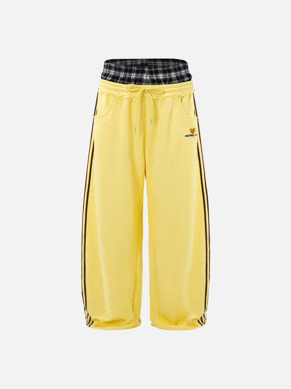 NOXEN "Retro Stripe" Wide-Leg Sweatpants — Żółty