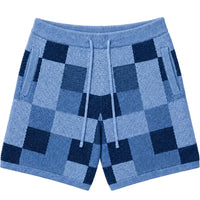 NOXEN Checkerboard Knit Set — Koszula + Szorty (Błękit)
